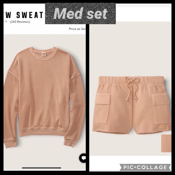 Vs pink crew sweatshirt cargo shorts